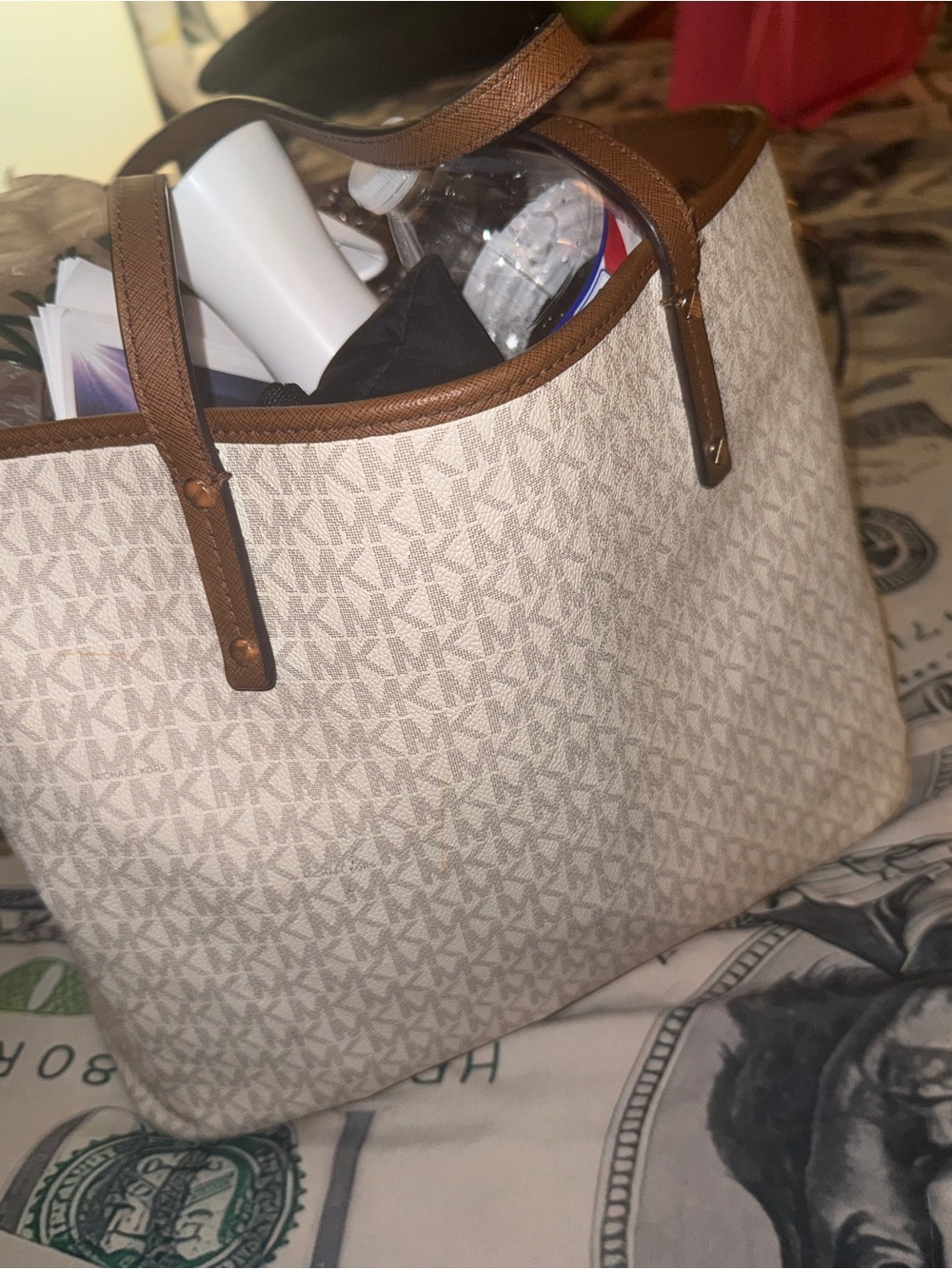 Michael Kors Vanilla XL Signature Logo Tote Bag